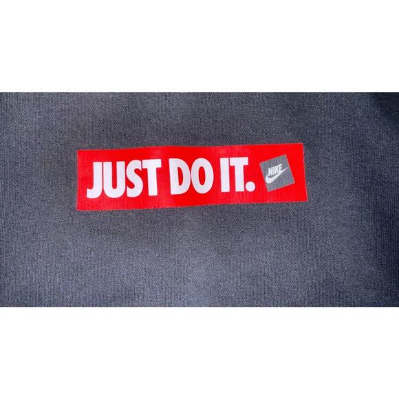 Nike Just Do It Crewneck Sweatshirt Black Mens Large "JUST DO IT" Red White - Picture 5 of 8